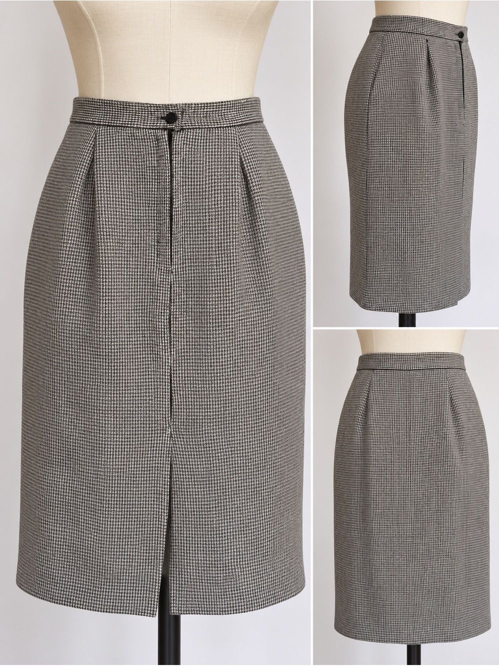 Vintage Briggs New York Houndstooth Wool Blend Pencil Skirt Made in USA